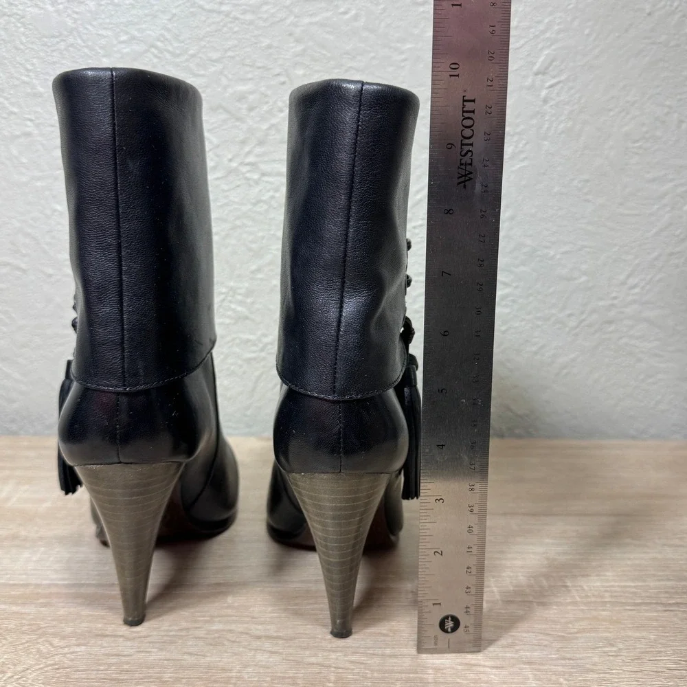 Coach Legra Heeled Boots 7 Tassel Foldover Leather Biker Club Streetwear Luxury - Picture 5 of 10